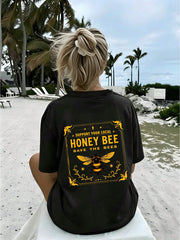 Support Local Bees Double Sided Print Short Sleeve Tee Bee Graphic Top