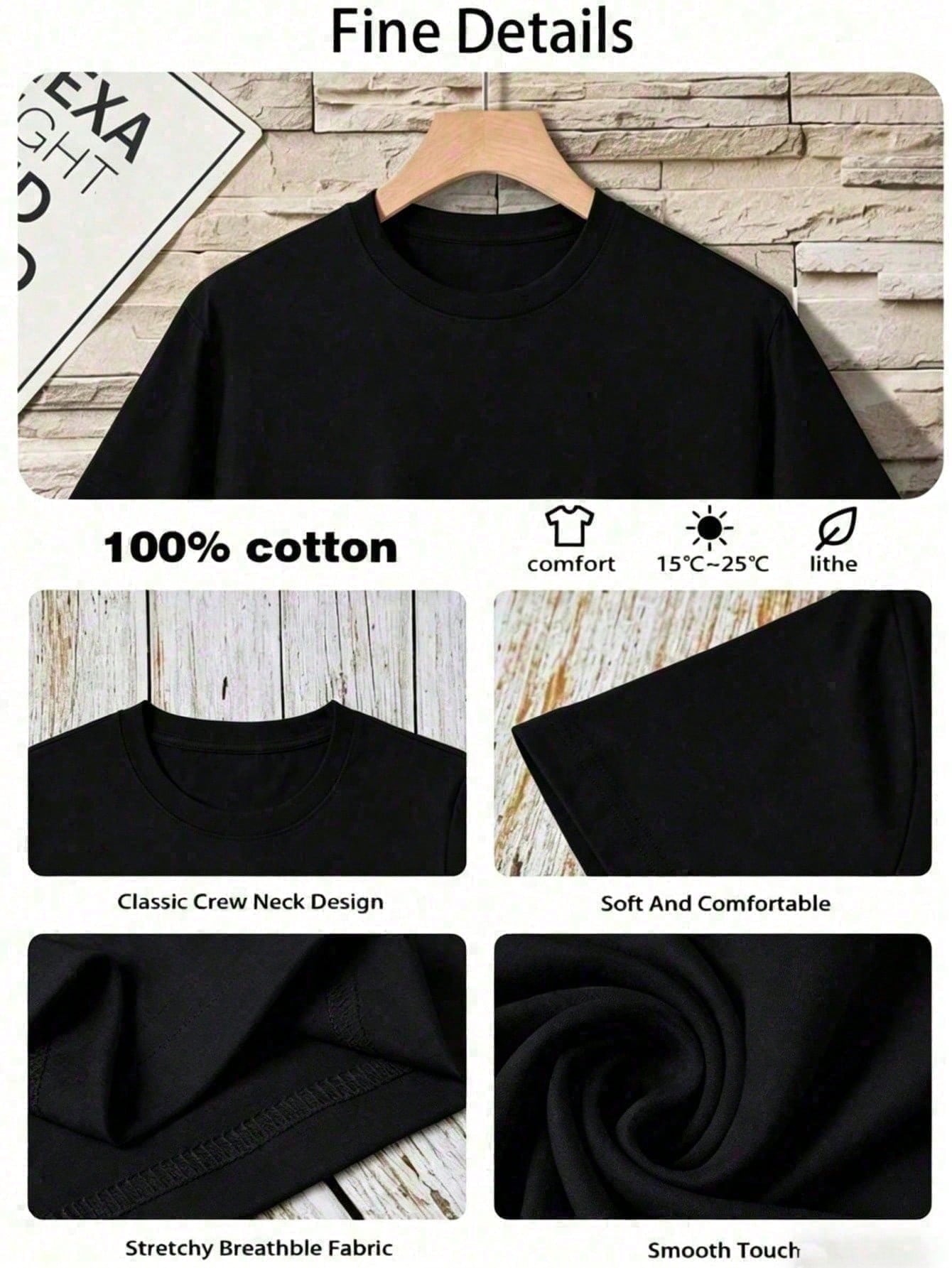 The Lord Is My Shepherd. Men's Pure Cotton Black Back Print Mens Clothes Graphic Tees Shirts Men Vacation Outfits Summer