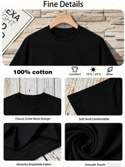 The Lord Is My Shepherd. Men's Pure Cotton Black Back Print Mens Clothes Graphic Tees Shirts Men Vacation Outfits Summer