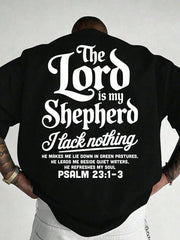 The Lord Is My Shepherd. Men's Pure Cotton Black Back Print Mens Clothes Graphic Tees Shirts Men Vacation Outfits Summer