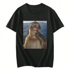 Women Summer Funny Thinking Monkey Meme Graphic Printed Casual Fashion Streetwea