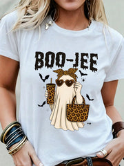 Women's Casual Crew Neck T-Shirt Boo-Jee Leopard Print Printed T-Shirt,
