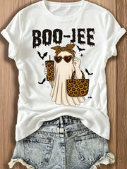 Women's Casual Crew Neck T-Shirt Boo-Jee Leopard Print Printed T-Shirt,