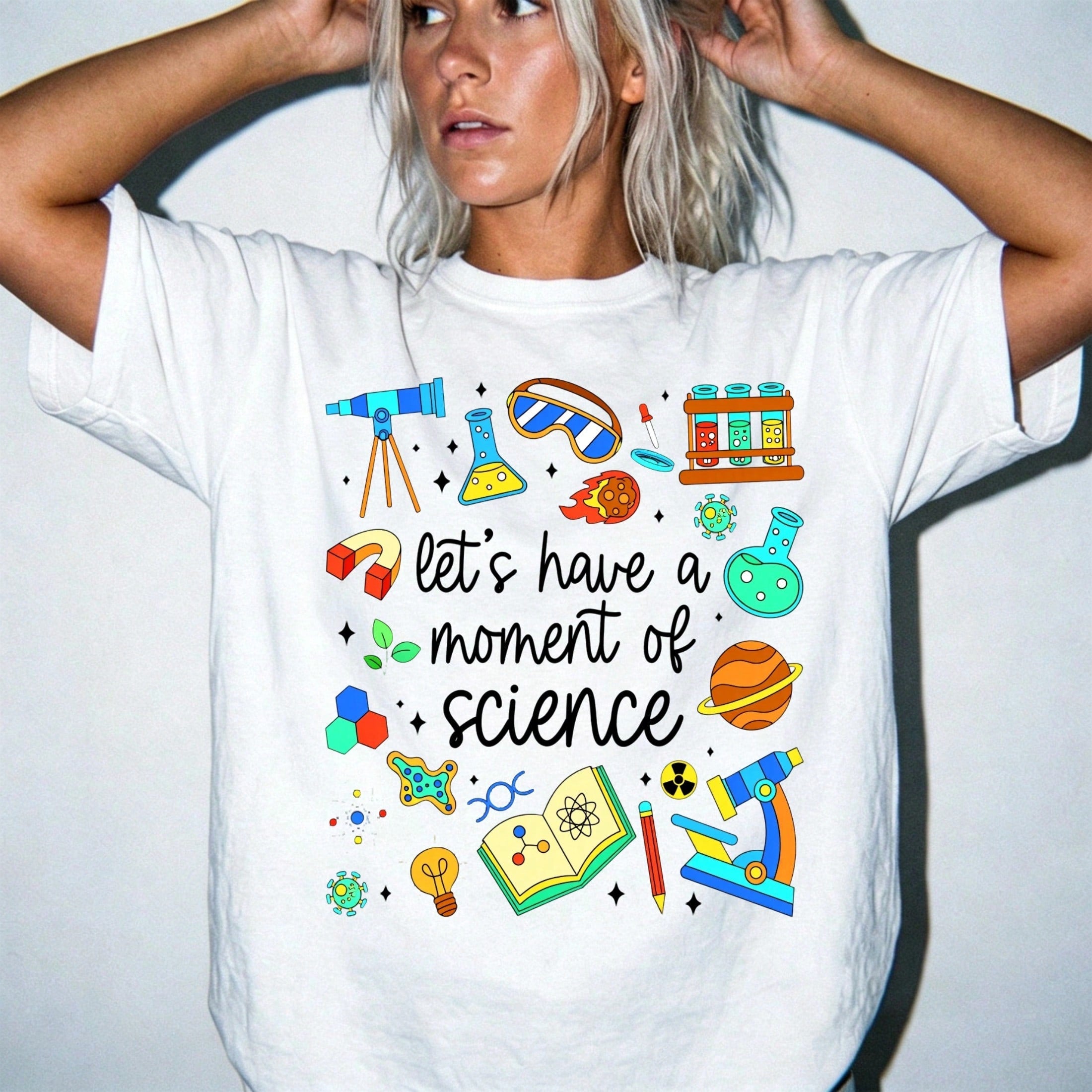 Science Teacher Shirt,Back To School T-Shirt,Whimsical Doodle Tee, Back 2 School, Retro, Moment Of Science Teacher Gift Casual Dressy T Shirts Workout