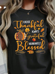 Thanksgiving Outfit - Women's Thanksgiving Turkey And Autumn Leaves Print T-Shirt - Soft And Lightweight Short-Sleeved Round-Neck Casual Wear
