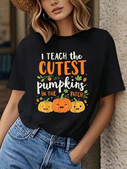 Halloween Teacher I Teach Cutest Pumpkins In Patch-Shirt, Graphic Tees Women