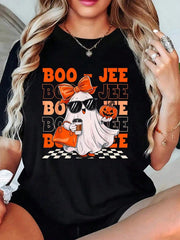 Cute Ghost Boujee Boo-Jee Funny Halloween Spooky Season T-Shirt Summer Tops For Women