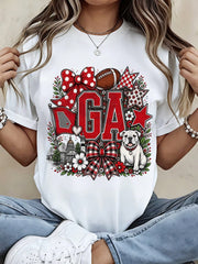 Vintage Georgia DOGS Women's T-Shirt Retro Football Bulldog Graphic Tee For Game Day Fans