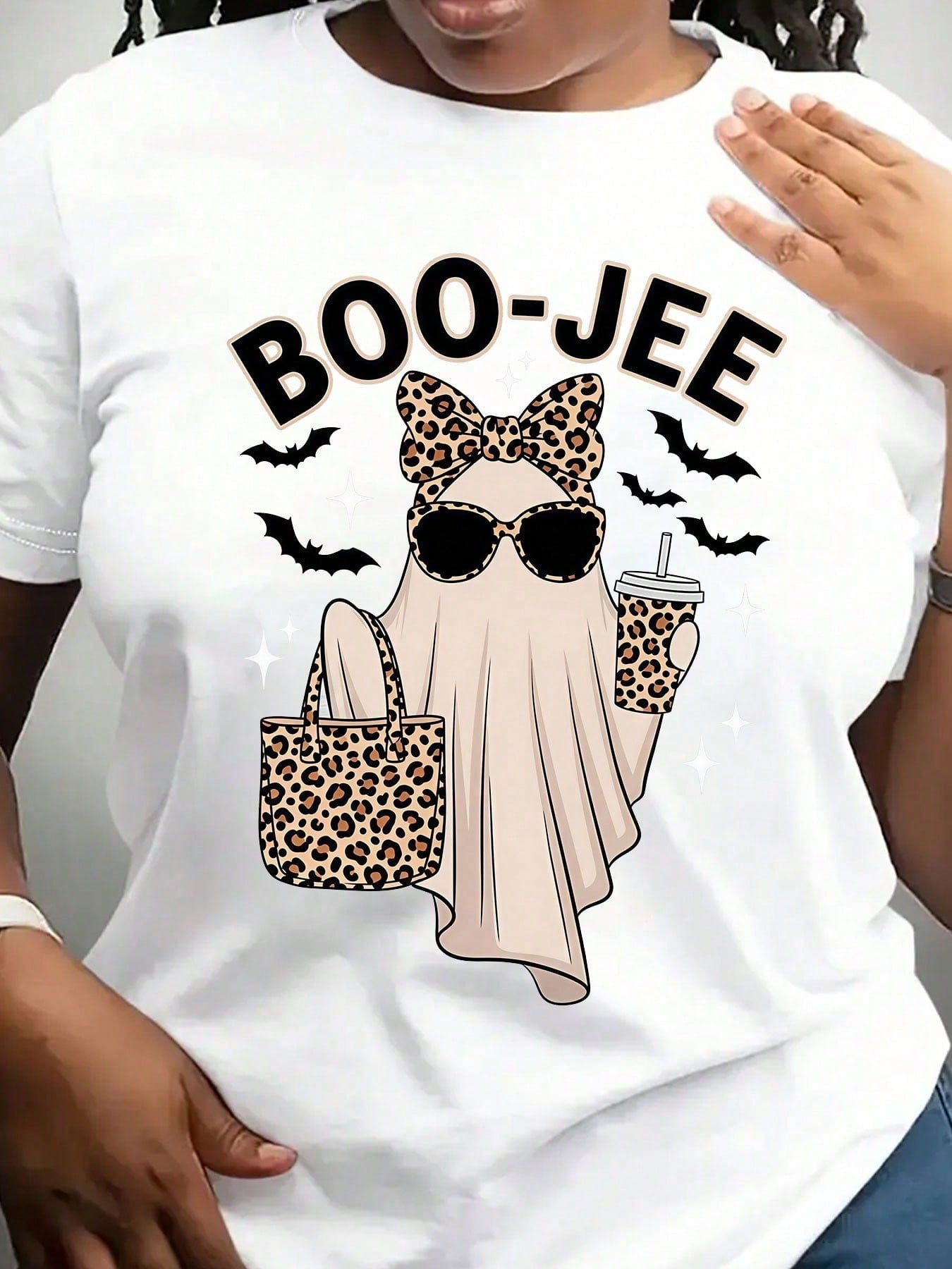 Boo-Jee Ghost T-Shirt, Leopard Ghost Tee, Ghost Coffee Shirt, Funny Fall Shirt