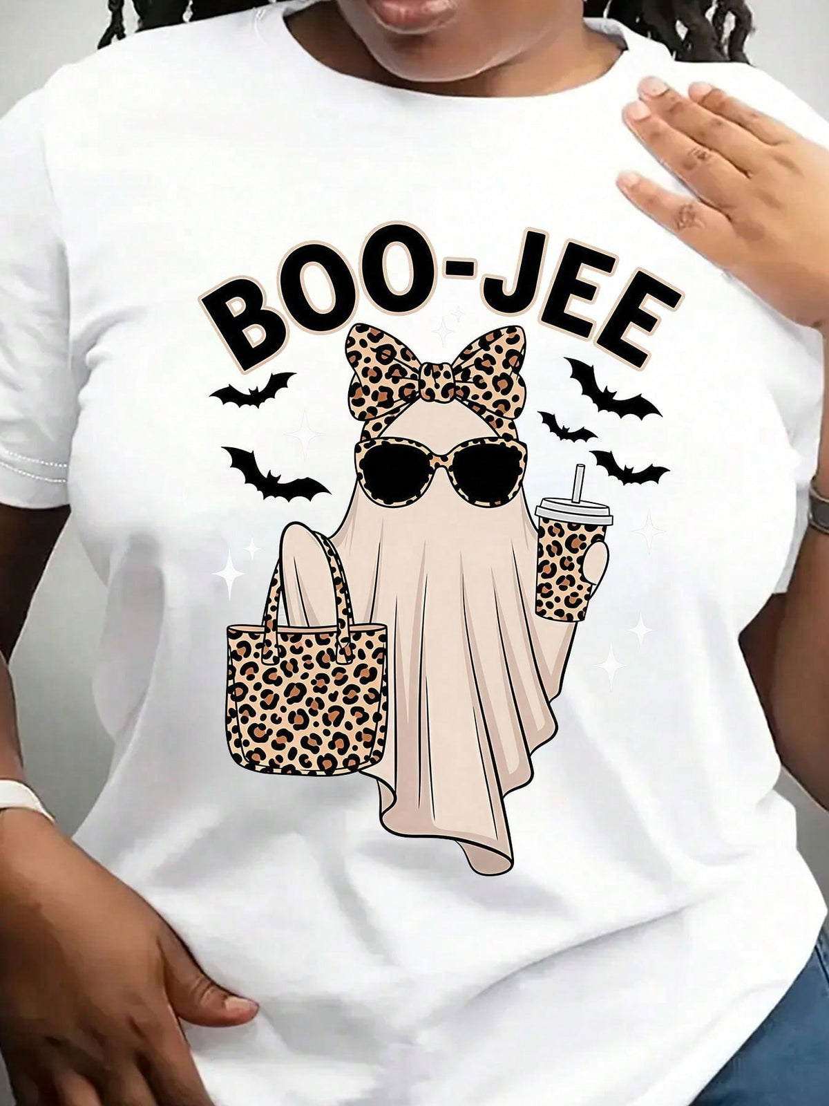 Boo-Jee Ghost T-Shirt, Leopard Ghost Tee, Ghost Coffee Shirt, Funny Fall Shirt