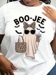 Boo-Jee Ghost T-Shirt, Leopard Ghost Tee, Ghost Coffee Shirt, Funny Fall Shirt
