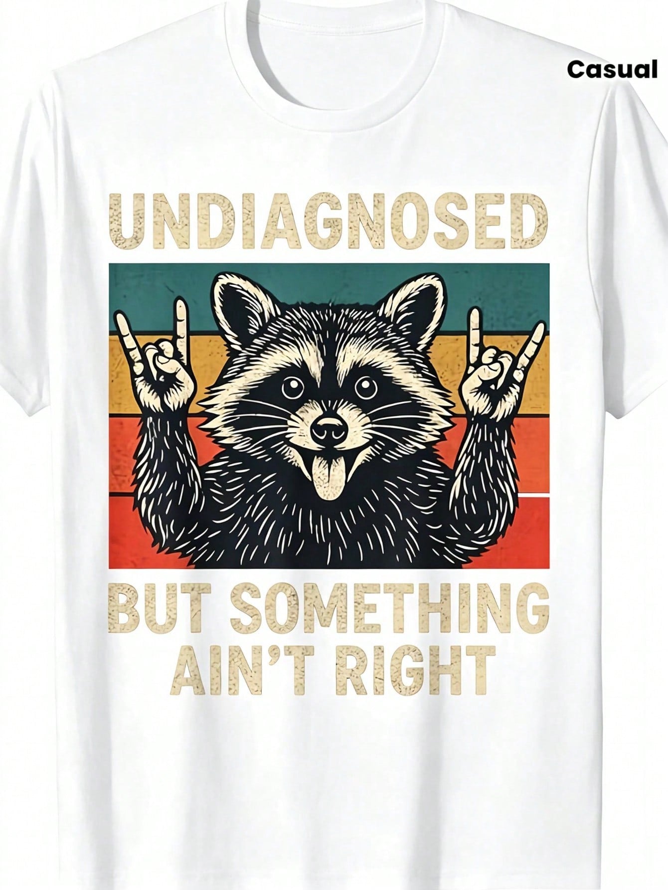 Men'S Funny Raccoon Graphic T-Shirt - "Undiagnosed But Something Ain't Right" Retro Vintage Design With Raccoon & Peace Sign, Moisture-Wicking Comfort
