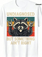 Men'S Funny Raccoon Graphic T-Shirt - "Undiagnosed But Something Ain't Right" Retro Vintage Design With Raccoon & Peace Sign, Moisture-Wicking Comfort