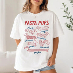 Pasta Pups T-Shirt, Funny Dachshund Spaghetti Graphic Tee