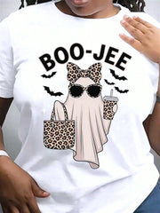 Boo-Jee Ghost T-Shirt, Leopard Ghost Tee, Ghost Coffee Shirt, Funny Fall Shirt