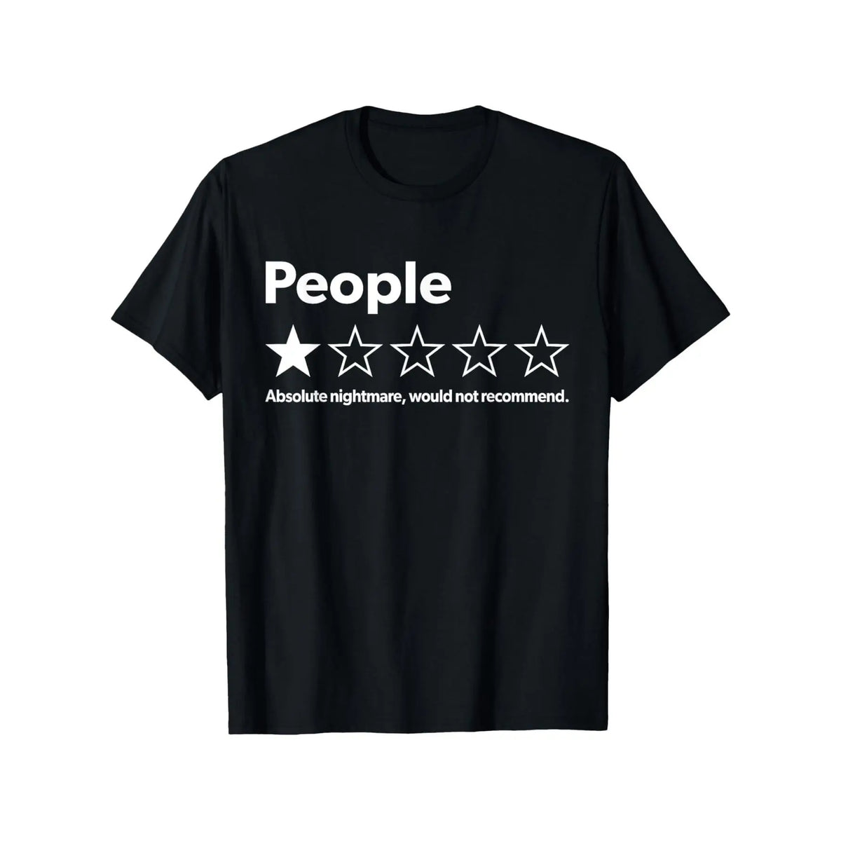 Unisex Adult 100% Cotton Short-Sleeve Streetwear T-Shirt - Black, Funny 1-Star Review Graphic Top