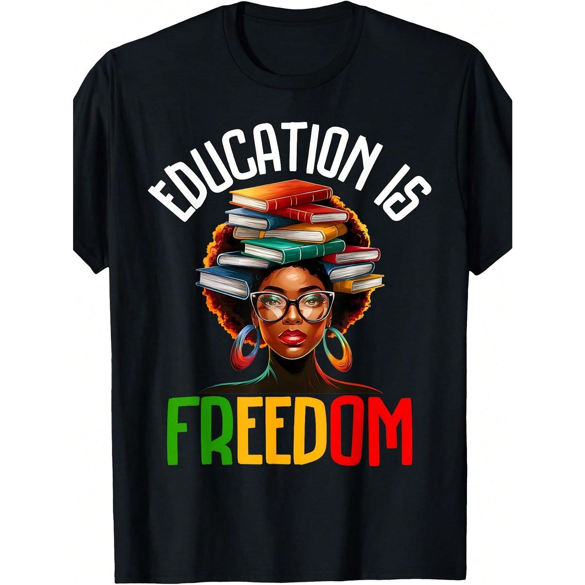 Education Is Freedom Black Teacher Book Black History Month T-Shirt