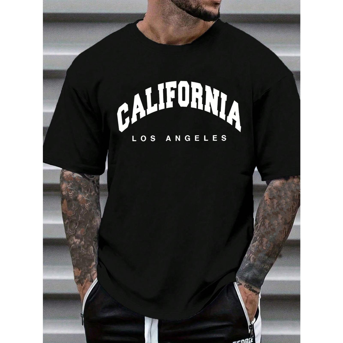 Men Summer Letter Printed Round Neck Short Sleeve Casual T-Shirt