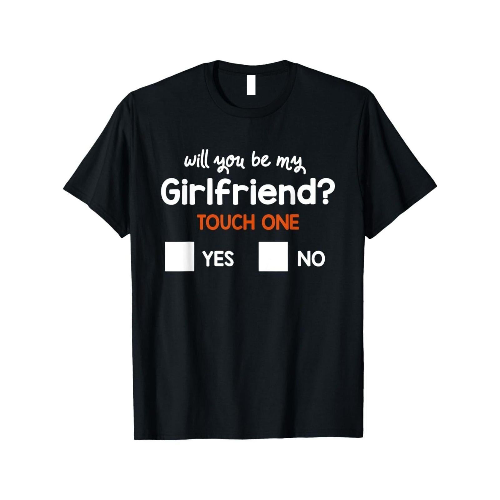 Humorous Graphic Tee Saying "Will You Be My Girlfriend? Press One Button" - 230Gsm Soft Unisex Shirt Featuring Yes/No Checkboxes And a Heart Design, Perfect Valentine'S Day Gift for Men, Women, And Teens, Casual Short-Sleeve Round Neck Shirt Availab