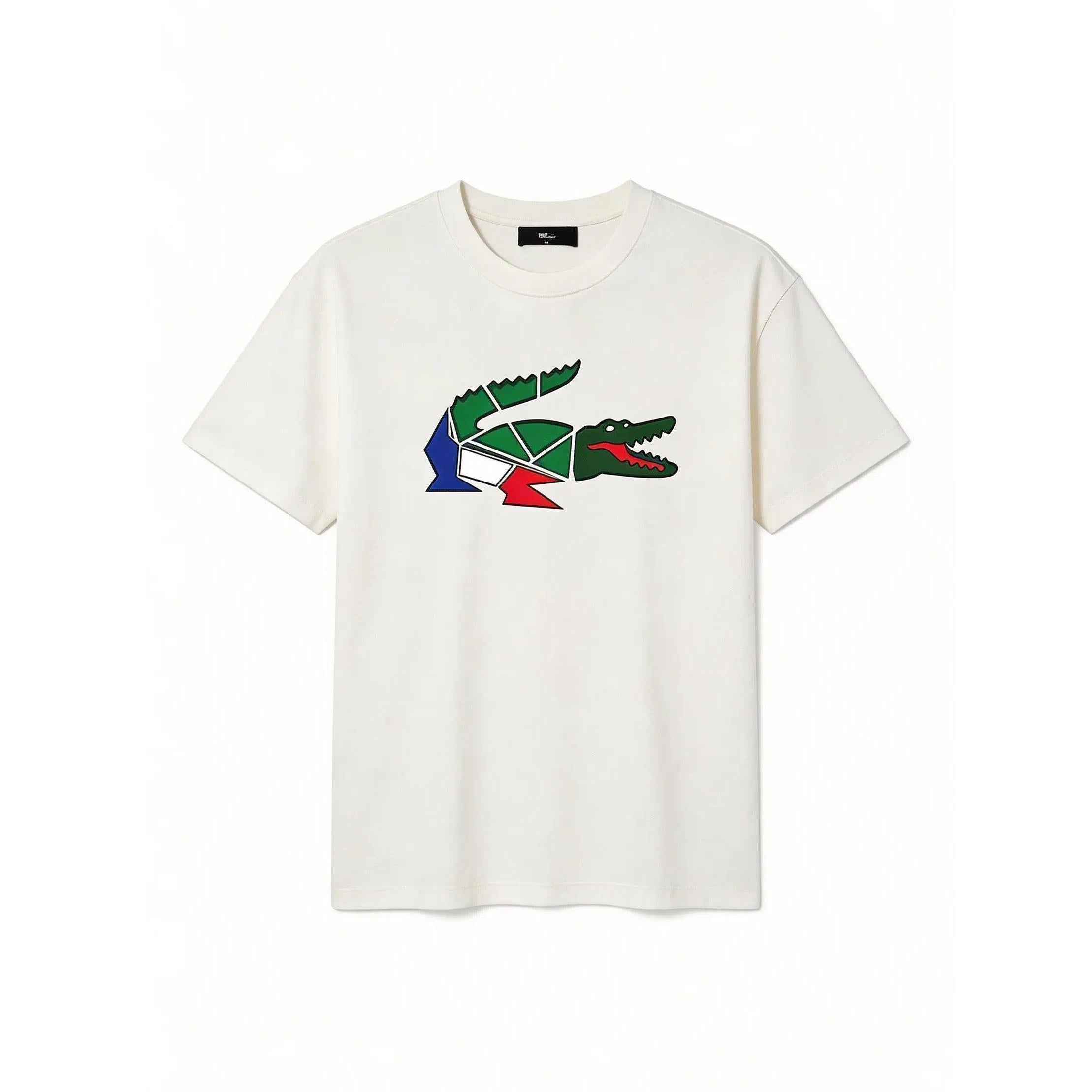 Fashionable trendy T-shirt with a cartoon crocodile design; unisex, suitable for men and women. Men’s short-sleeve crew-neck street-style T-shirt, ideal for spring and summer. Casual and versatile, available as a couple’s matching set. Fashionably loose f