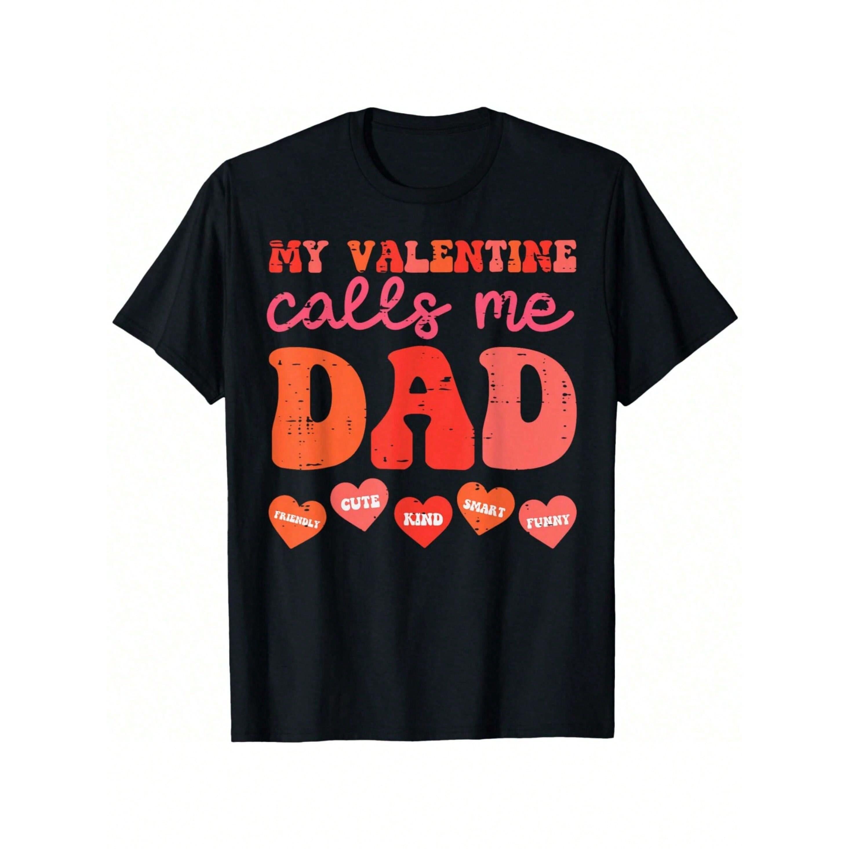 Funny Dad Shirts My Valentine Calls Me Dad Retro Groovy Family Daddy Papa T-Shirt Oversized T-Shirt Party Women Tops Comfort Colots T-Shirts Graphic Casual Tee Cotton Short Sleeve Tee For Women