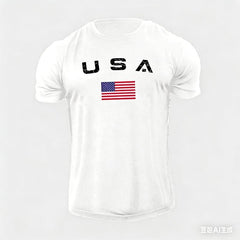 New Men's USA Flag T Shirt American Patriotic 100% Cotton