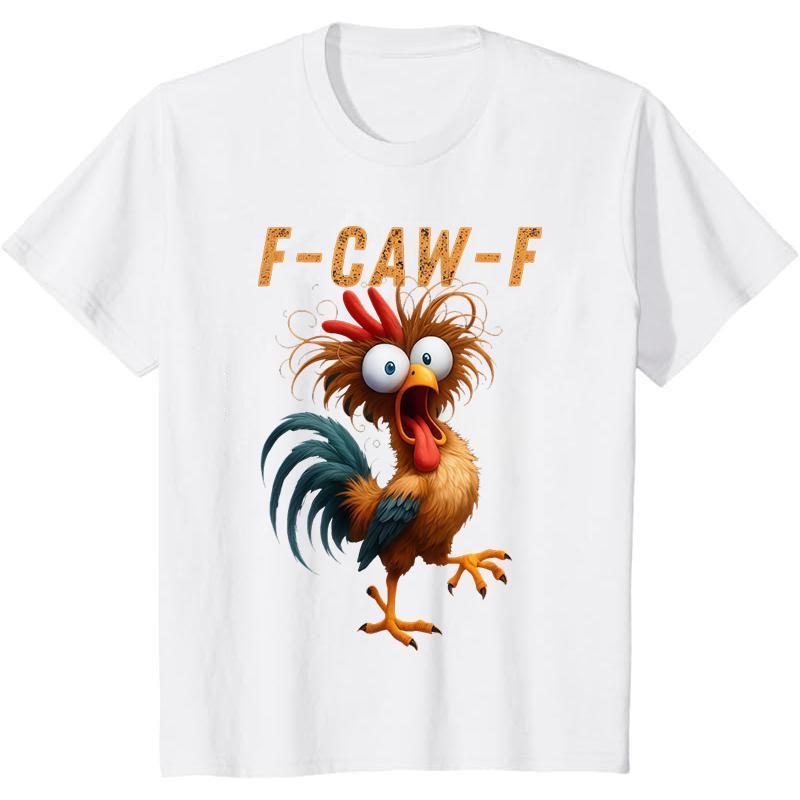 Funny Rooster Meme Shirt, F-CAW-F Chicken Humor Tee, Silly Farm Animal Graphic Top, Birthday Gift for Men Women