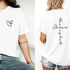 Jesus Has My Back Print T Shirt Birthday Casual Christian Shirt,Jesus Shirt Faith Shirt Christian Gift