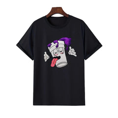 Women's Casual Cartoon Graphic T-shirt, Natural 100% Cotton Short-Sleeve Top with Round Neck for Summer Sports, Shortsleeve, Tshirt, Women's Clothes, Medium Length, All Seasons, Fashion, Crew Neck, Chic, Xxl, Menswear