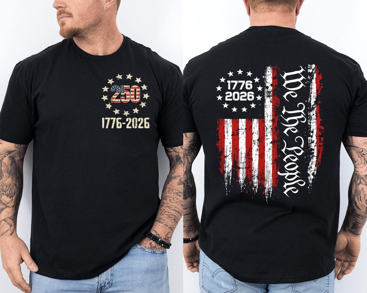 250 Years American Flag 250th Anniversary USA Patriotic Front & Back T-Shirt