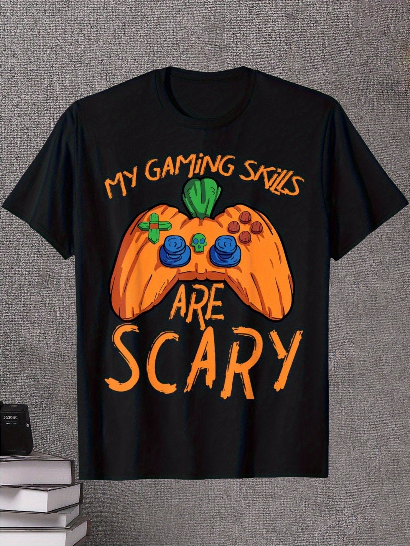Funny Halloween Gamer T-Shirt, My Gaming Skills Are Scary Pumpkin Design