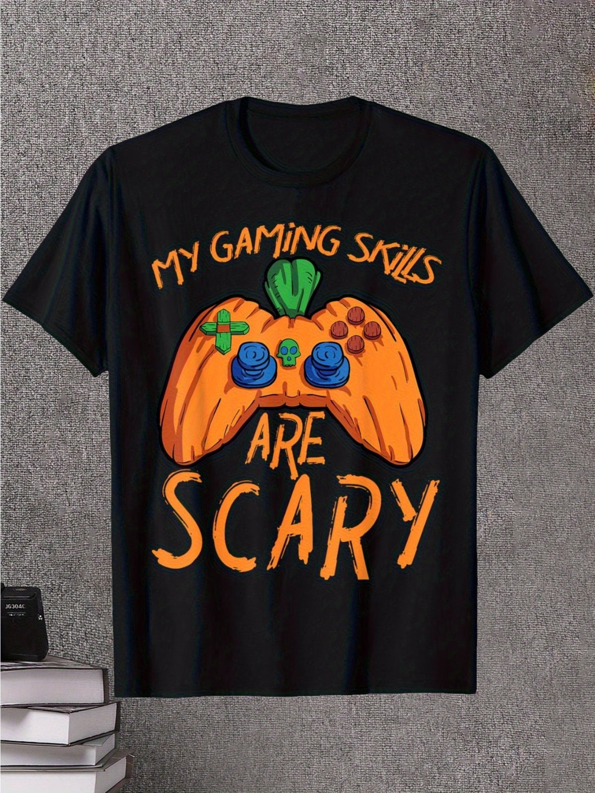 Funny Halloween Gamer T-Shirt, My Gaming Skills Are Scary Pumpkin Design