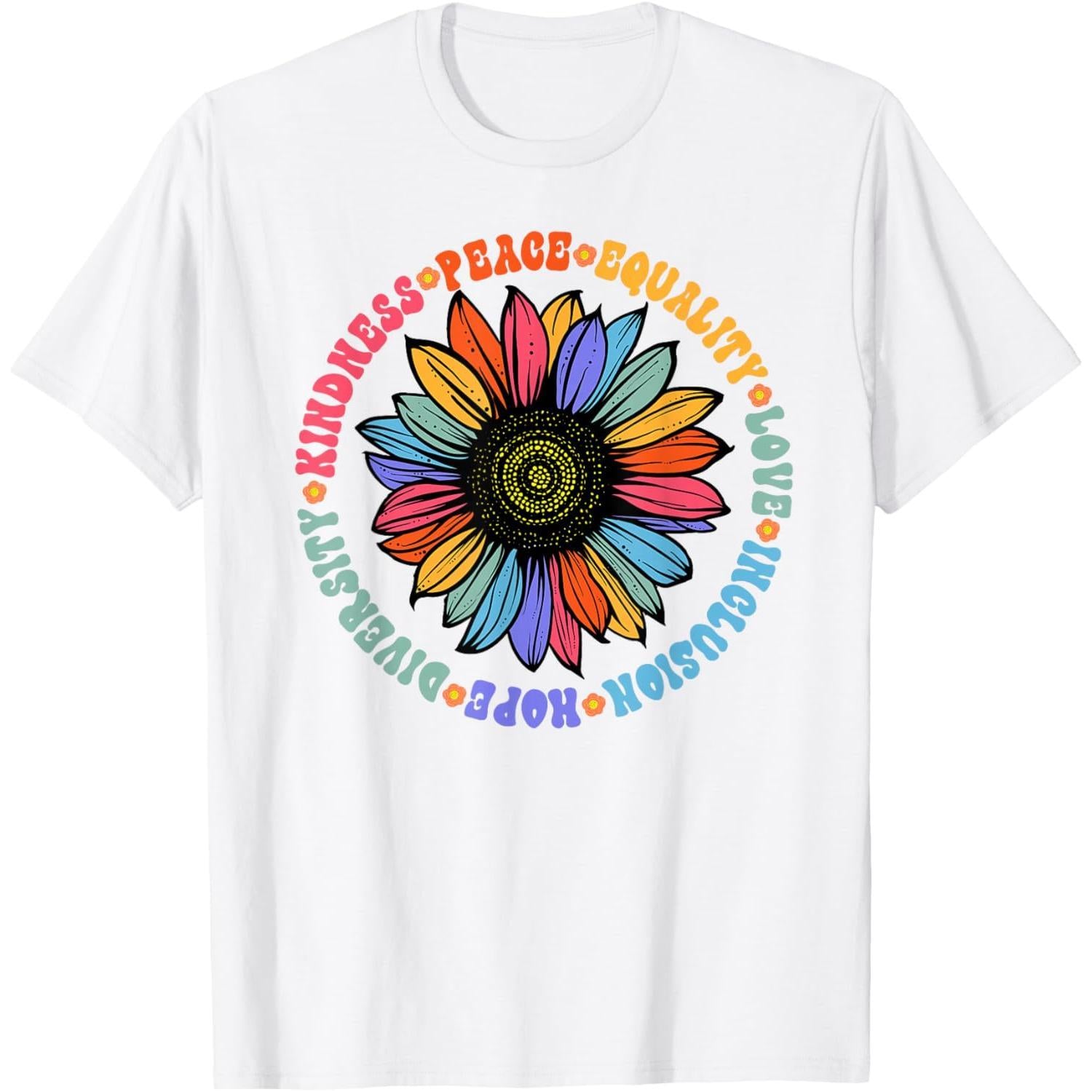“Kindness Peace Love” T-Shirt | Equality Diversity Human Rights Graphic Tee, 100% Cotton Casual Top