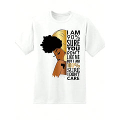 I Am 90 Percent Sure You Don T Like Me But I Am 100 Percent Sure I Don T Care Shirt For Women Plus Size T-Shirt Graphic Tee Gift For Her Confidence Statement Top Casual Wear,220g