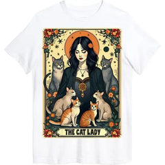 The Cat Lady Tarot Card Shirt Women Witchy Gothic Cat Mom T-Shirt Novelty Graphic T Shirt funny tshirt