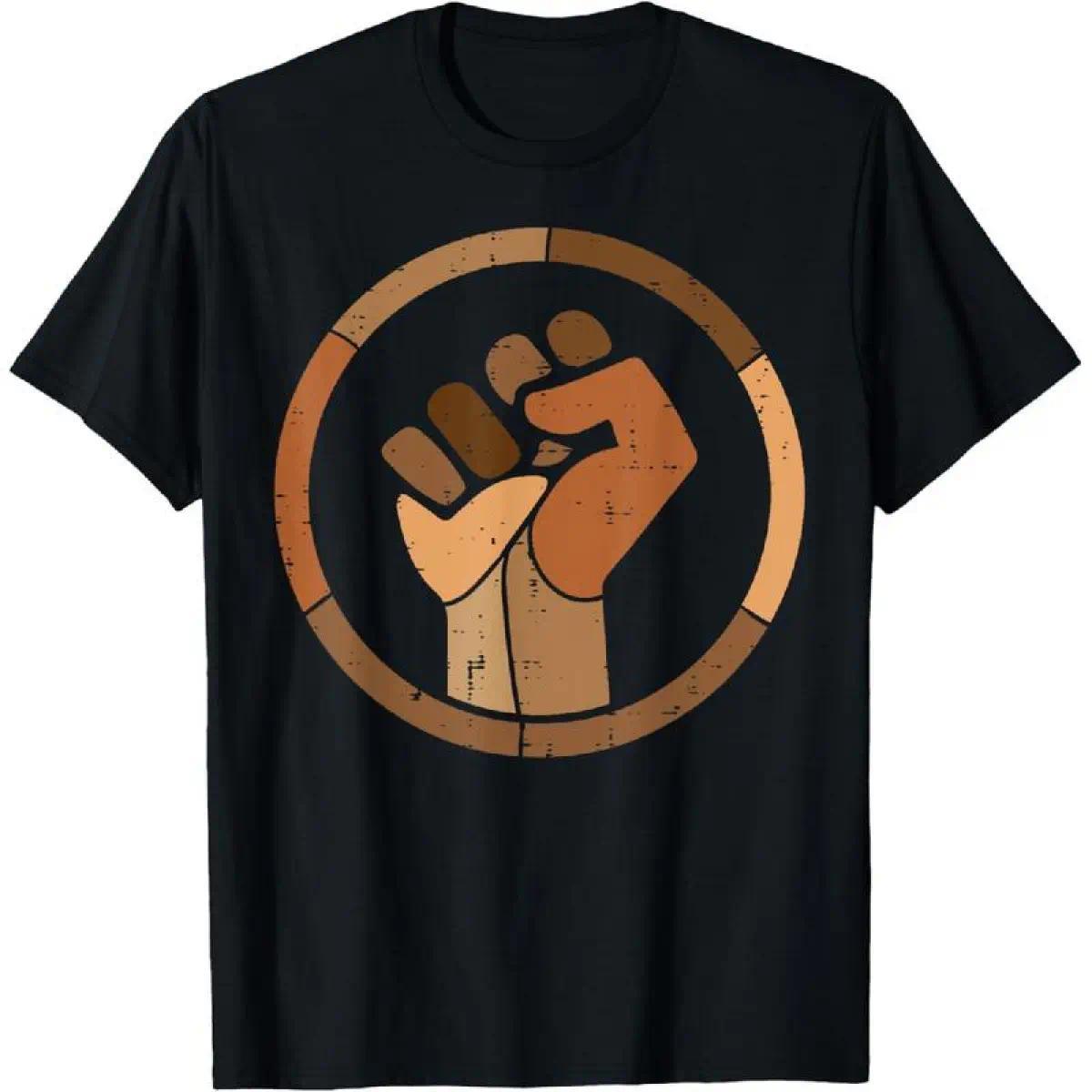 Black History Melanin Fist African Pride Men Women Kids Shortsleeve T-Shirt,Menswear Casual Streetwear Tshirt Tops