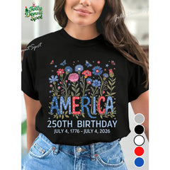 America 250th Birthday Shirt - July 4 2026 USA Semiquincentennial Tee, 250 Years T-Shirt, 100% Cotton Comfortable Casual Wear Suitable for All Seasons, Commemorative Gift for Family & Friends, July 4th Celebration Costume (')