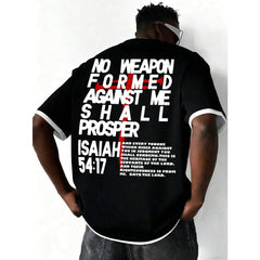 Men's Street Letter Print Contrast Trim Summer Fashion Versatile 2 In 1 Short Sleeve T-Shirt