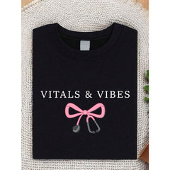 Coquette Vitals And Vibes Shirt, Funny Nursing Shirt, Gift For Nurse, Nurse Appreciation, Medical Student Shirts, Cute Stethoscope Tees
