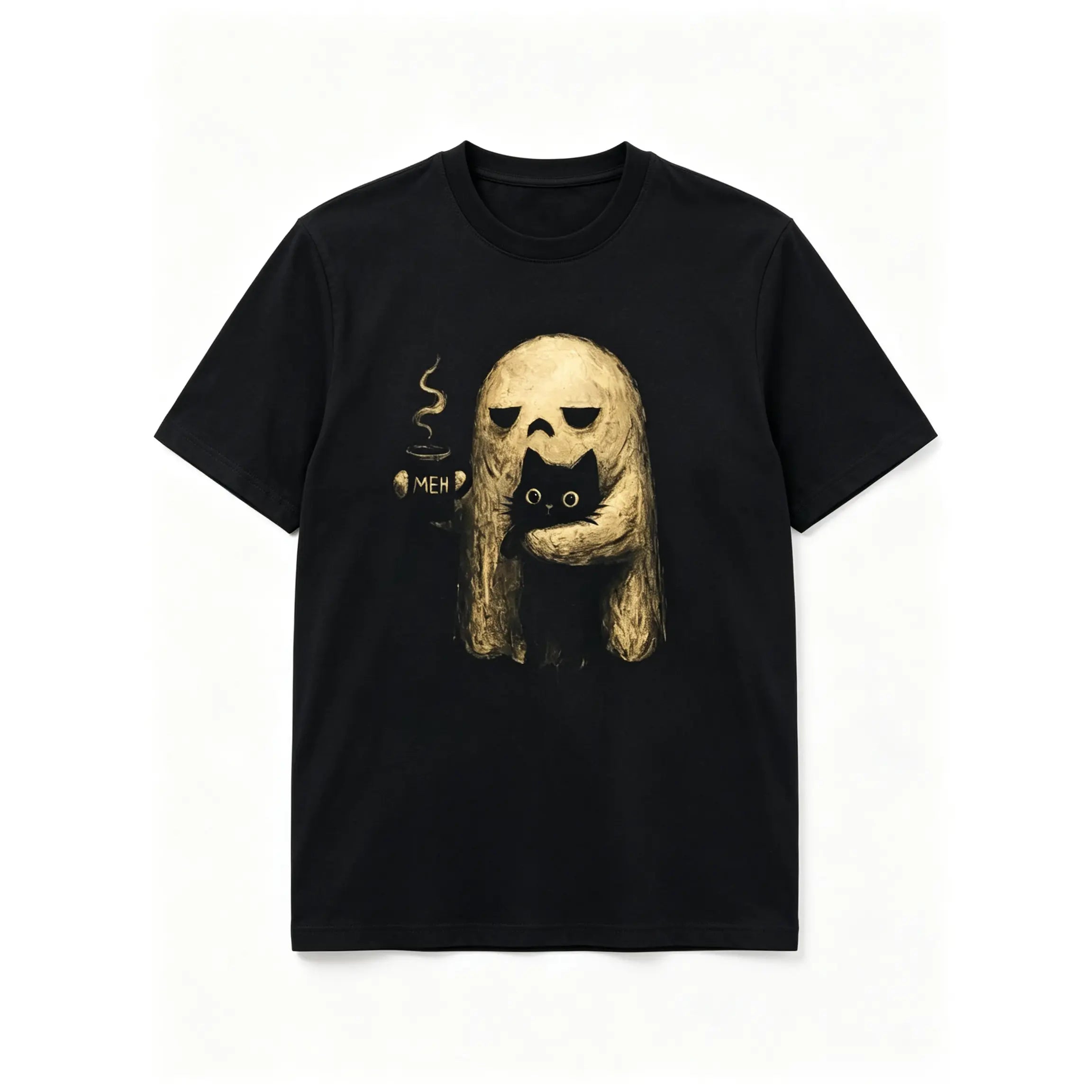 Ghost Cat Graphic T-Shirt, Funny Halloween Gift for Introverts, Tshirt