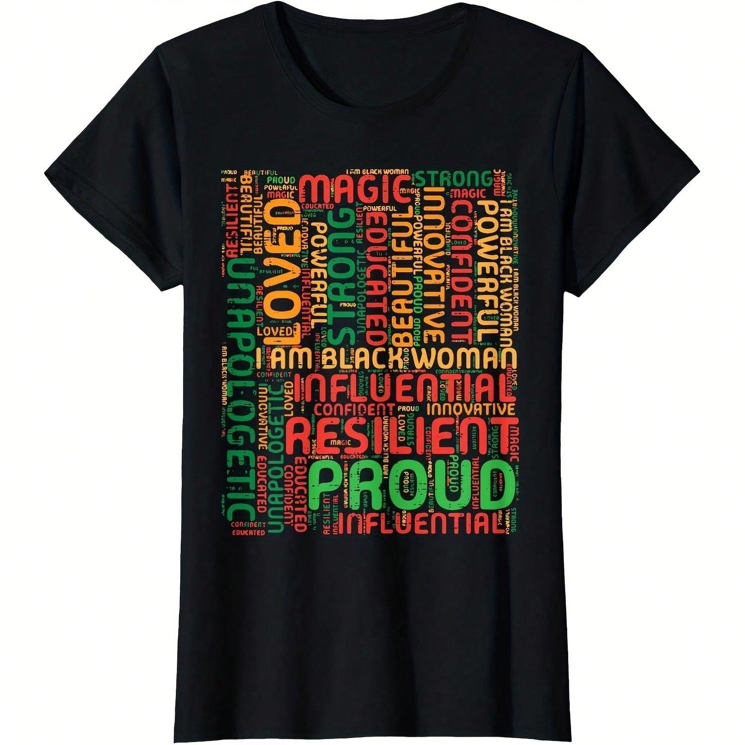 I Am Black Wo Words History Month African Women Girls Kid T Shirt Women's Plus Size Graphic Tee