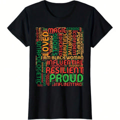 I Am Black Wo Words History Month African Women Girls Kid T Shirt Women's Plus Size Graphic Tee