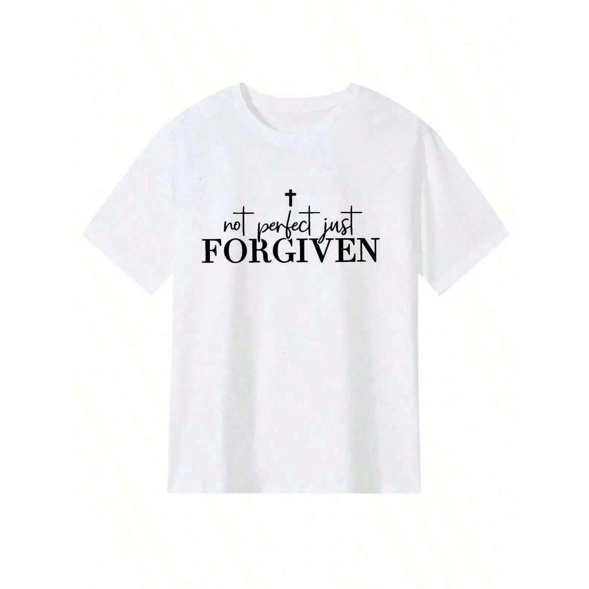 Men's “Not Just FORGIVEN” Christian T-Shirt | Black Heavyweight Cotton Graphic Tee, Loose Fit Casual Top for Church & Gym