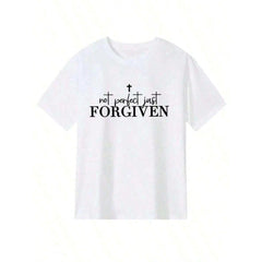 Men's-Shirt - Black Religious Graphic Tee With Not Just FORGIVEN Print