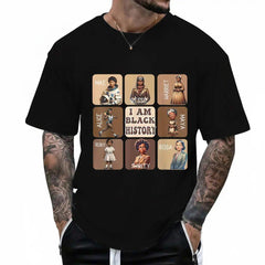 Women's "I AM BLACK HISTORY" Graphic T-Shirt 100% Cotton Short Sleeve Crew Neck Breathable Casual Stylish Top with Historical Figures Slogans Perfect for Spring Summer
