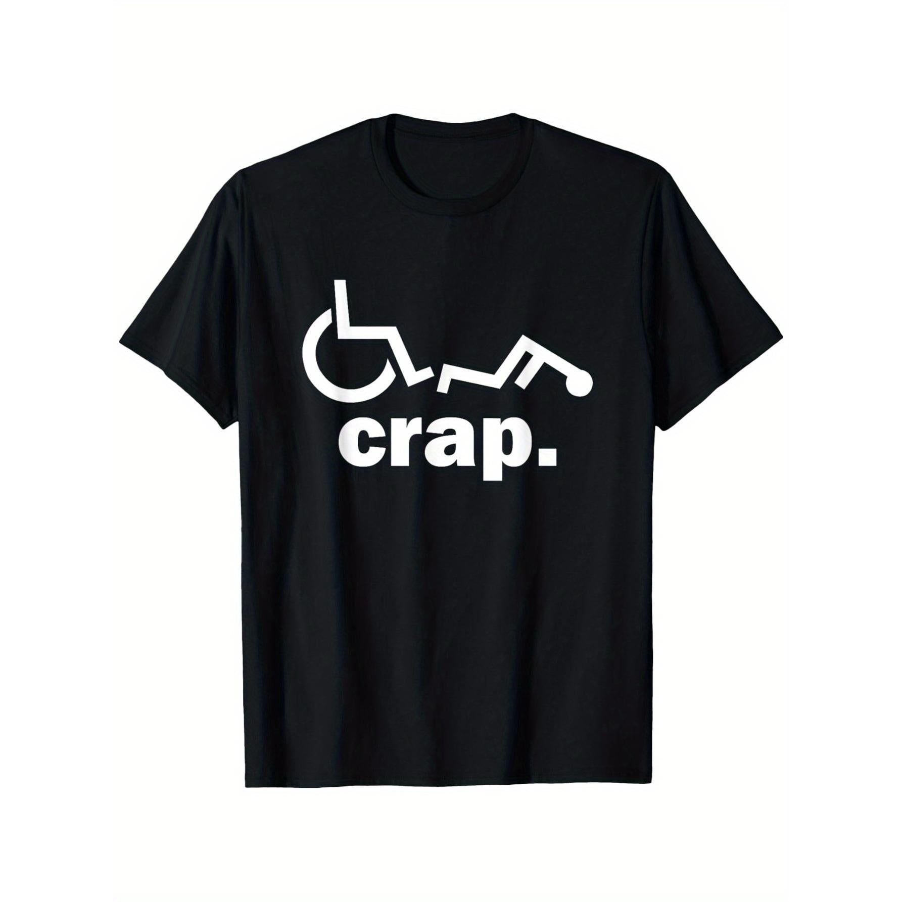 Handicap Wheelchair Funny Wheelchair Fall T-Shirt, Men's and Women's Four Seasons Cotton Casual Round Neck Outdoor Personality Short-sleeved T-shirt, Slightly Elastic, 100% Cotton, S-XXXL