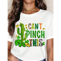 I Cant Pinch This St Patrick's Day Cactus Shamrock T-Shirt Funny Lucky Irish Holiday Shirt For Women Men Unisex Casual Wear