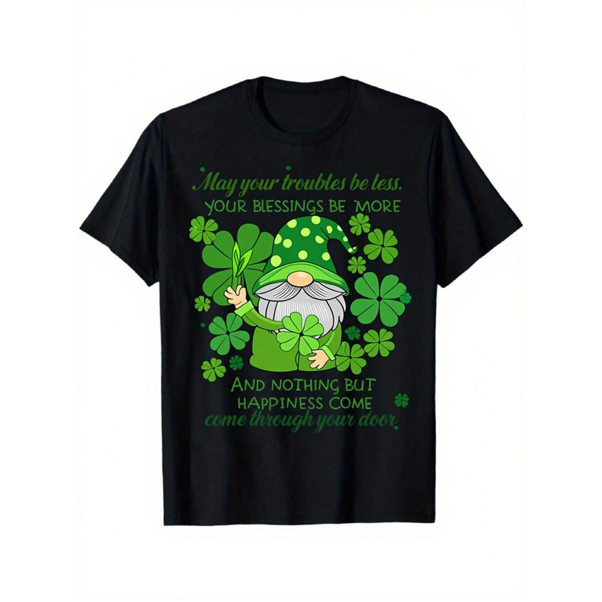 St Patricks Day Gnome T Shirt Funny Irish Blessing Shamrock Clover Graphic Tee For Men Women Casual Daily Wear Stretch, Casual Round Neck Tee, Shirt For Women?Casual Summer & Casual Attire, Breathable & Stylish For All Seasons, Spring/Summer Top,