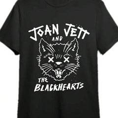 Joan Jett & The Blackhearts Graphic Cotton T-Shirt - Unisex Regular Fit Crew Neck Knit Tee For Summer, Casual & Sports Wear, Breathable & Moisture-Wicking 220  Fabric, Ideal For Beach & Outdoor Activities