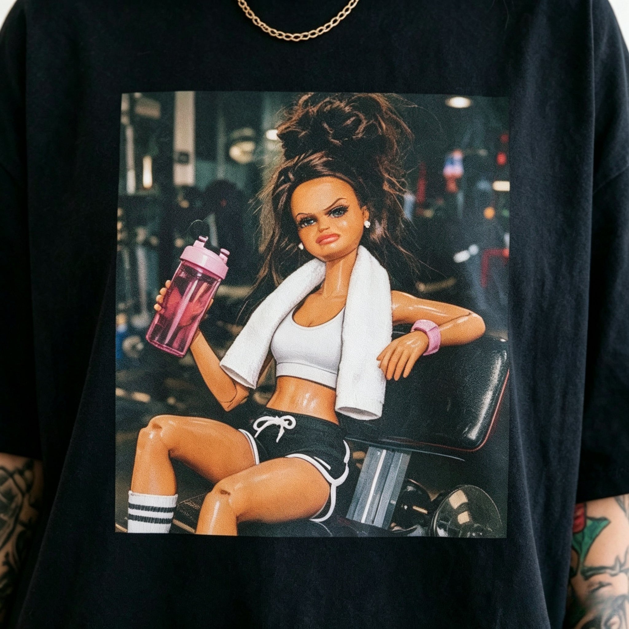 Disgusting Gym Girl Vintage Workout Meme Print Short Sleeve Tee Top